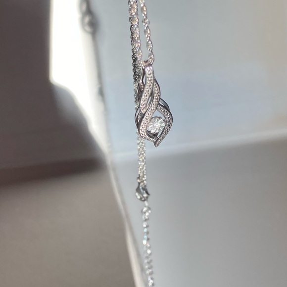 GENUINE Diamond necklace 925 Sterling silver - Picture 1 of 15